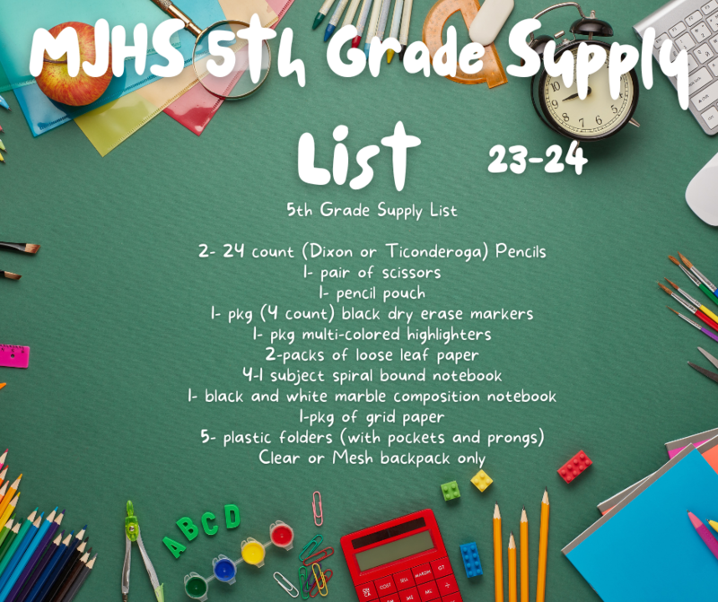 2023-2024 MJHS School Supply Lists | Many Junior High